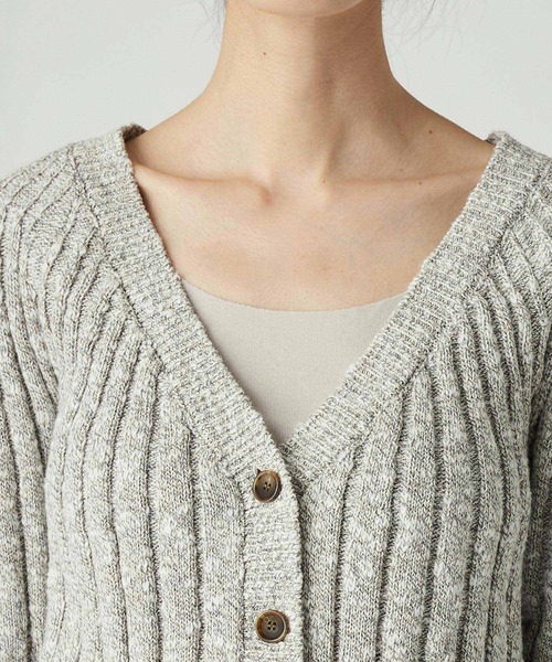 RIVE DROITE（リヴドロワ）の「メランジリブ２WAYカーディガン（カーディガン/ボレロ・レディース・グレー/ベージュ・FREE）」の14枚目の写真