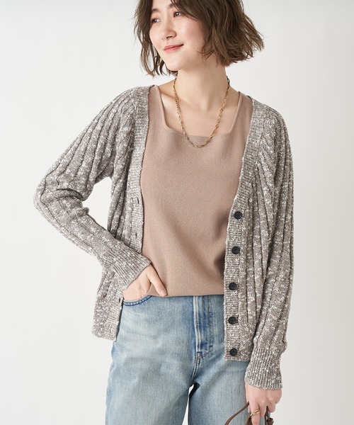 RIVE DROITE（リヴドロワ）の「メランジリブ２WAYカーディガン（カーディガン/ボレロ・レディース・グレー/ベージュ・FREE）」の16枚目の写真