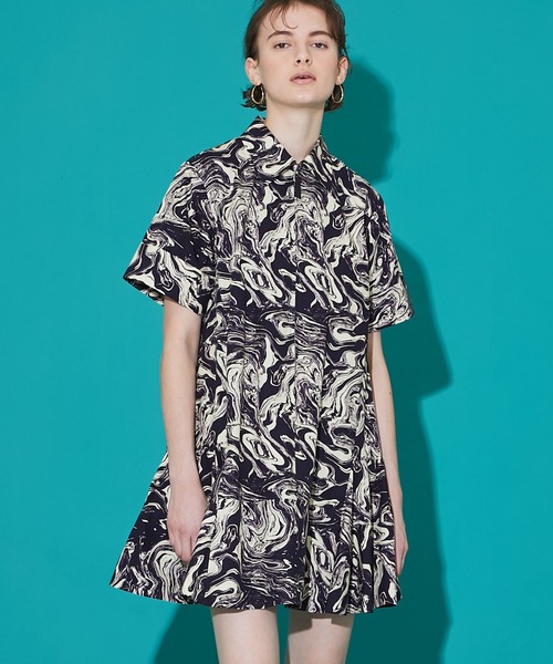 Pulla トーガプルラ マーブルプリントコットンドレス Tp11 Fh273 ワンピース Toga Pulla トーガ プルラ のファッション Toga ワンピース Toga