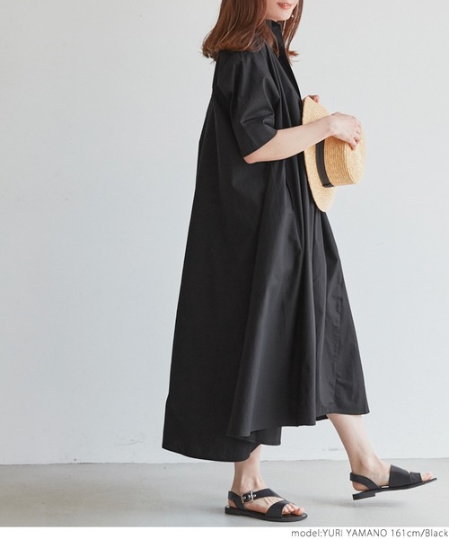 coca(coca)(コカ)の「ハリ感ダンプ オープンカラーワンピース(ワンピース・レディース・ホワイト/ブラック・ONE SIZE)」の16枚目の写真