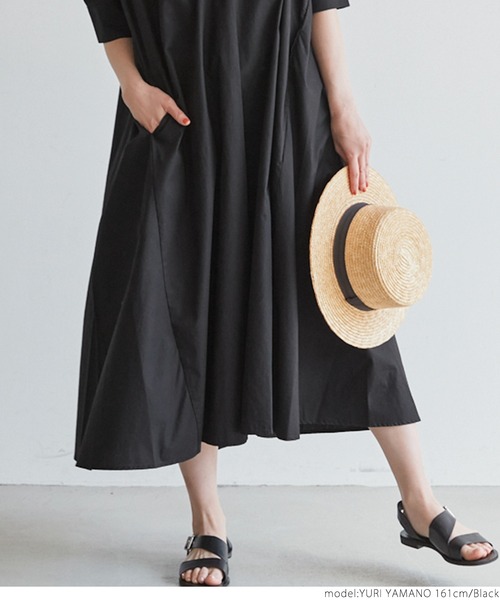 coca(coca)(コカ)の「ハリ感ダンプ オープンカラーワンピース(ワンピース・レディース・ホワイト/ブラック・ONE SIZE)」の4枚目の写真