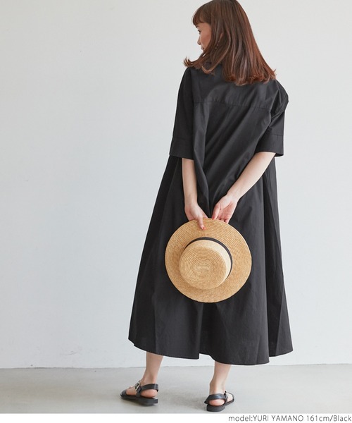 coca(coca)(コカ)の「ハリ感ダンプ オープンカラーワンピース(ワンピース・レディース・ホワイト/ブラック・ONE SIZE)」の9枚目の写真