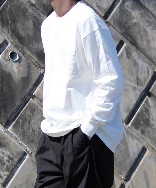 y/m by れぽすけ（イムバイレポスケ）の「バックグラフィックロンT（Tシャツ/カットソー・メンズ・ホワイト/ブラック・MEDIUM/LARGE）」の2枚目の写真