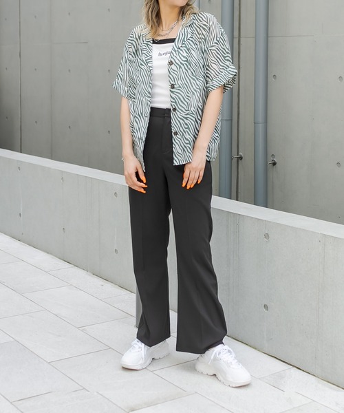 RASVOA(ラスボア)の「【WEB限定】センタープレスフレアスラックス(その他パンツ・レディース・ブラック/グリーン系その他/グレイッシュベージュ・FREE)」の16枚目の写真