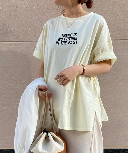 DouDou(ドゥドゥ)の「photo T(Tシャツ/カットソー・レディース・ホワイト/チャコールグレー/イエロー・FREE)」の1枚目の写真