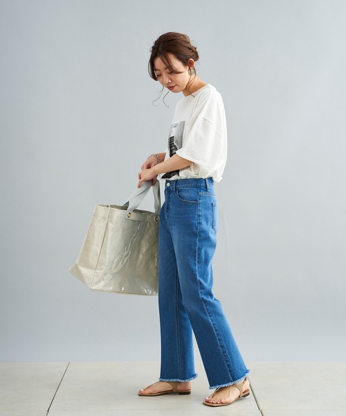 DouDou(ドゥドゥ)の「photo T(Tシャツ/カットソー・レディース・ホワイト/チャコールグレー/イエロー・FREE)」の4枚目の写真