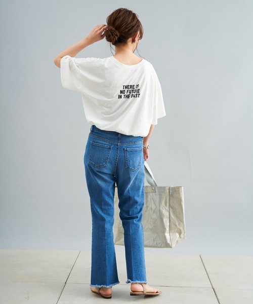 DouDou(ドゥドゥ)の「photo T(Tシャツ/カットソー・レディース・ホワイト/チャコールグレー/イエロー・FREE)」の5枚目の写真