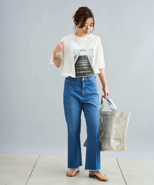 DouDou(ドゥドゥ)の「photo T(Tシャツ/カットソー・レディース・ホワイト/チャコールグレー/イエロー・FREE)」の7枚目の写真