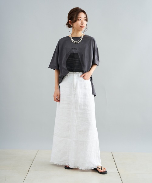 DouDou(ドゥドゥ)の「photo T(Tシャツ/カットソー・レディース・ホワイト/チャコールグレー/イエロー・FREE)」の13枚目の写真