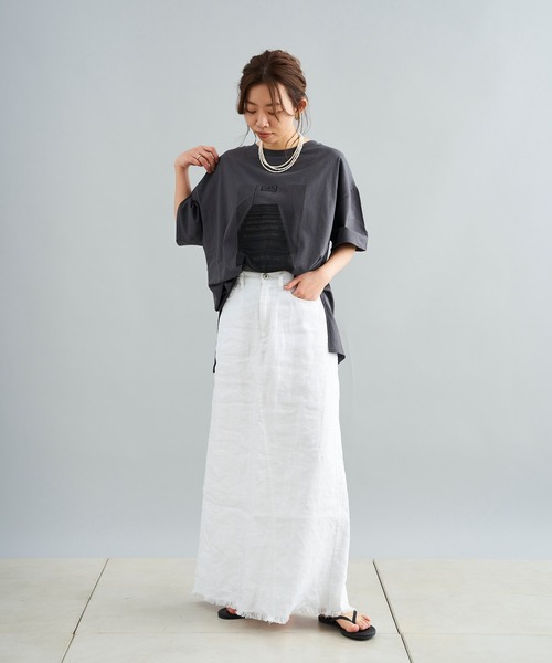 DouDou(ドゥドゥ)の「photo T(Tシャツ/カットソー・レディース・ホワイト/チャコールグレー/イエロー・FREE)」の14枚目の写真