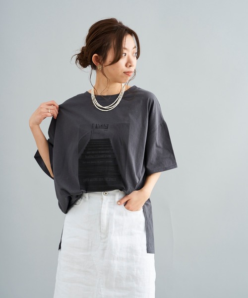 DouDou(ドゥドゥ)の「photo T(Tシャツ/カットソー・レディース・ホワイト/チャコールグレー/イエロー・FREE)」の18枚目の写真