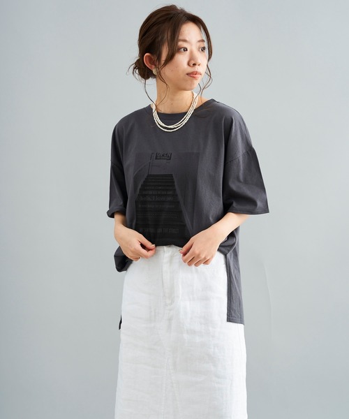 DouDou(ドゥドゥ)の「photo T(Tシャツ/カットソー・レディース・ホワイト/チャコールグレー/イエロー・FREE)」の21枚目の写真