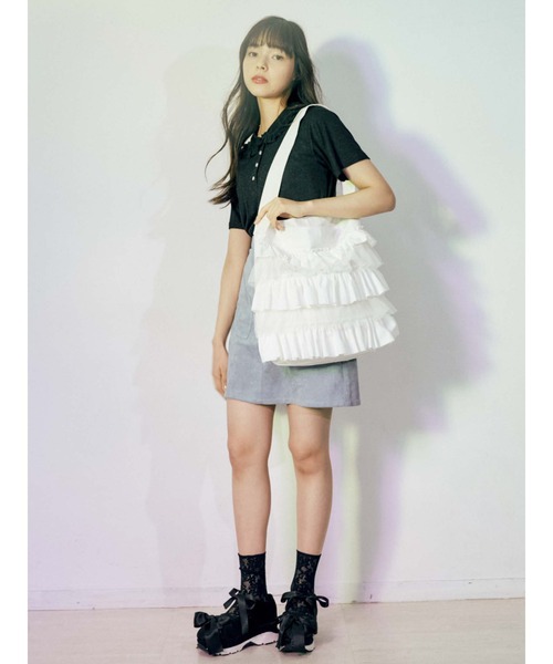 merry jenny（メリージェニー）の「チュールレイヤードフリルトート（トートバッグ・レディース・オフホワイト/ピンク/ブルー・FREE）」の4枚目の写真