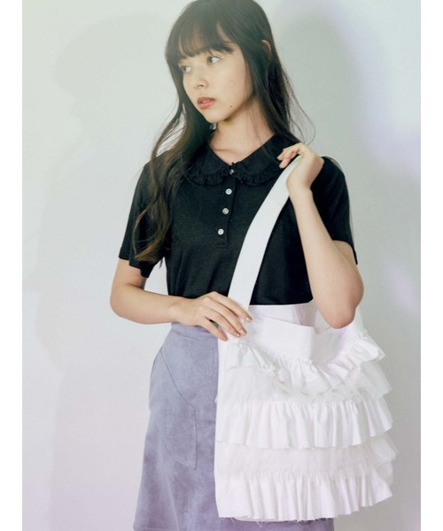 merry jenny（メリージェニー）の「チュールレイヤードフリルトート（トートバッグ・レディース・オフホワイト/ピンク/ブルー・FREE）」の6枚目の写真