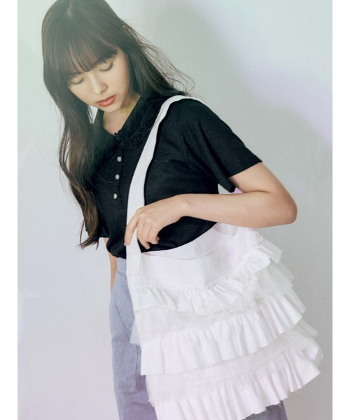 merry jenny（メリージェニー）の「チュールレイヤードフリルトート（トートバッグ・レディース・オフホワイト/ピンク/ブルー・FREE）」の7枚目の写真