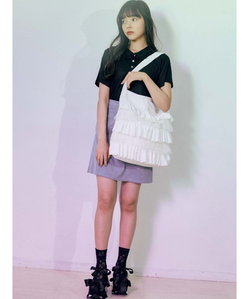 merry jenny（メリージェニー）の「チュールレイヤードフリルトート（トートバッグ・レディース・オフホワイト/ピンク/ブルー・FREE）」の8枚目の写真