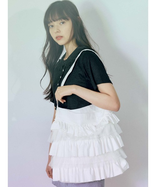 merry jenny（メリージェニー）の「チュールレイヤードフリルトート（トートバッグ・レディース・オフホワイト/ピンク/ブルー・FREE）」の9枚目の写真