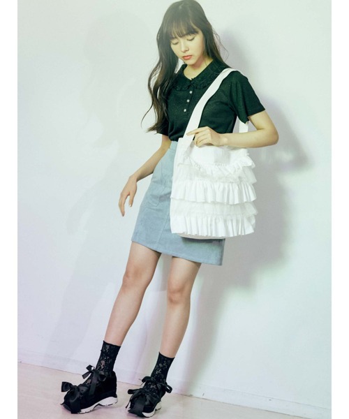 merry jenny（メリージェニー）の「チュールレイヤードフリルトート（トートバッグ・レディース・オフホワイト/ピンク/ブルー・FREE）」の10枚目の写真