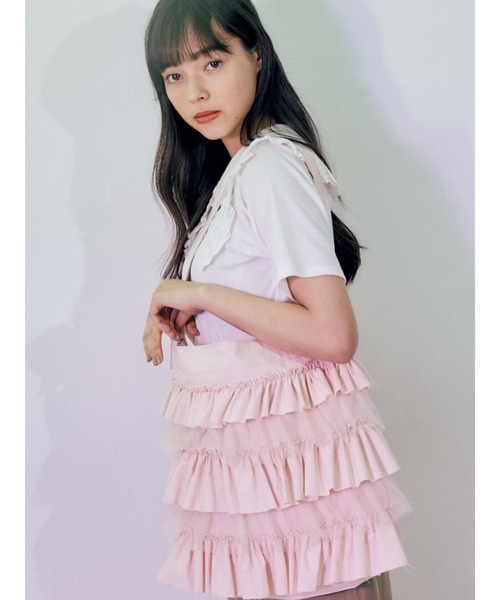 merry jenny（メリージェニー）の「チュールレイヤードフリルトート（トートバッグ・レディース・オフホワイト/ピンク/ブルー・FREE）」の12枚目の写真