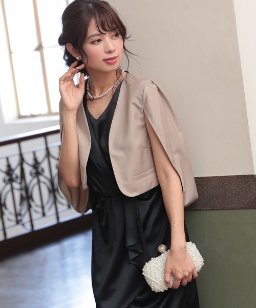 DRESS STAR（ドレス スター）の「ケープデザインボレロパーティードレス（カーディガン/ボレロ・レディース・グレー/ネイビー/ベージュ/ブラック・XL/M/L）」の3枚目の写真