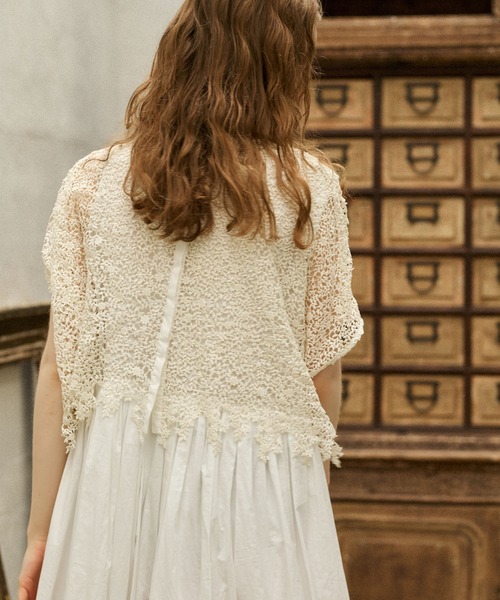 PUAL CE CIN(ピュアルセシン)の「ケミカル両耳レースブラウス(シャツ/ブラウス・レディース・アイボリー/ブラック・FREE)」の8枚目の写真