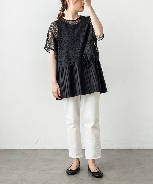 PUAL CE CIN(ピュアルセシン)の「ケミカル両耳レースブラウス(シャツ/ブラウス・レディース・アイボリー/ブラック・FREE)」の11枚目の写真