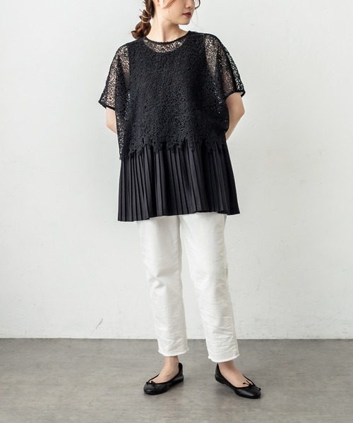 PUAL CE CIN(ピュアルセシン)の「ケミカル両耳レースブラウス(シャツ/ブラウス・レディース・アイボリー/ブラック・FREE)」の6枚目の写真