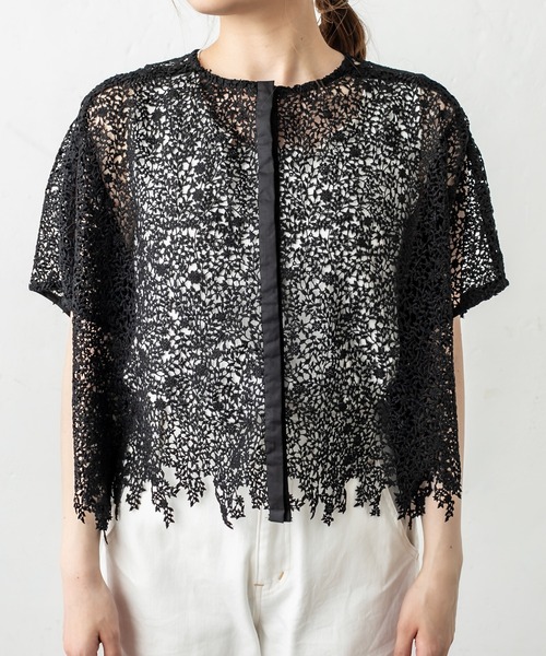 PUAL CE CIN(ピュアルセシン)の「ケミカル両耳レースブラウス(シャツ/ブラウス・レディース・アイボリー/ブラック・FREE)」の12枚目の写真