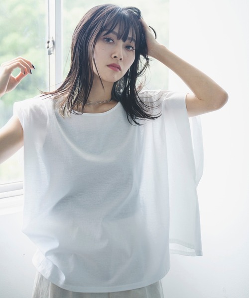 Lant Kalte（ラントカルテ）の「【Lant Kalte】アシメデザインカットソー（Tシャツ/カットソー・レディース・ホワイト/チャコールグレー/カーキ・MEDIUM）」の2枚目の写真