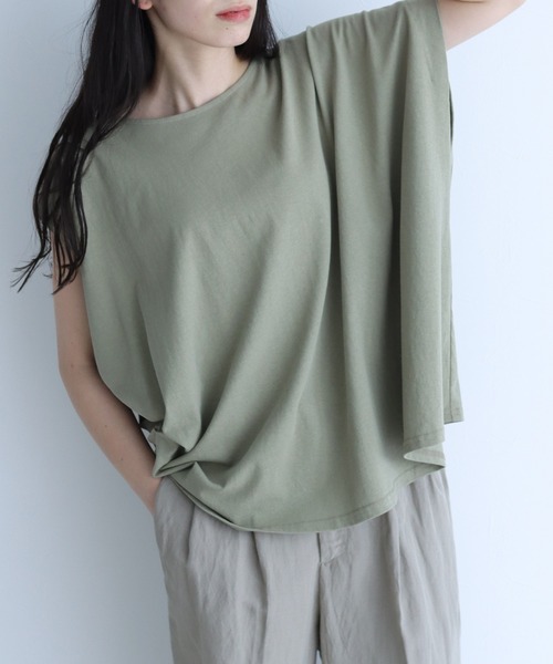 Lant Kalte（ラントカルテ）の「【Lant Kalte】アシメデザインカットソー（Tシャツ/カットソー・レディース・ホワイト/チャコールグレー/カーキ・MEDIUM）」の3枚目の写真