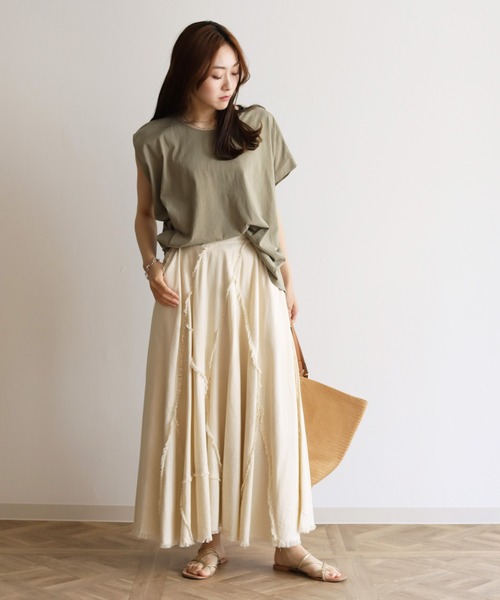 Lant Kalte（ラントカルテ）の「【Lant Kalte】アシメデザインカットソー（Tシャツ/カットソー・レディース・ホワイト/チャコールグレー/カーキ・MEDIUM）」の17枚目の写真