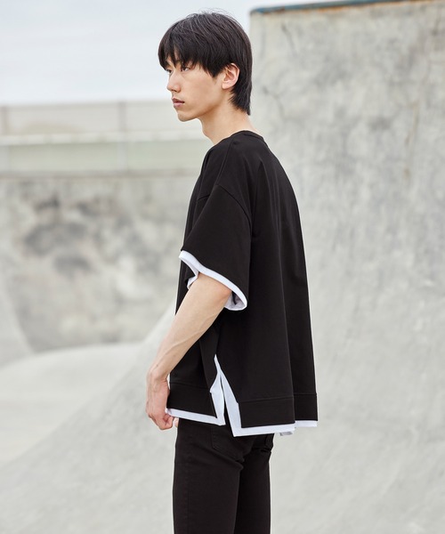 act'm（アクトム）の「フェイクレイヤード オーバーサイズ クルーネック半袖カットソー（Tシャツ/カットソー・メンズ・ブラック/ベージュ・S/M/L）」の14枚目の写真