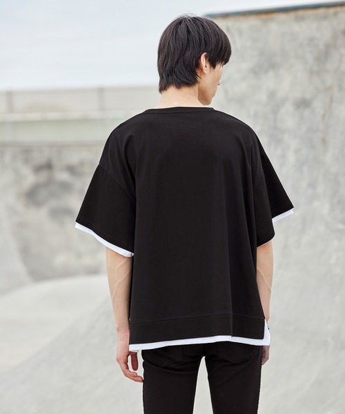 act'm（アクトム）の「フェイクレイヤード オーバーサイズ クルーネック半袖カットソー（Tシャツ/カットソー・メンズ・ブラック/ベージュ・S/M/L）」の15枚目の写真