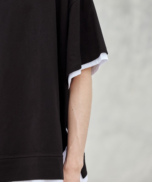 act'm（アクトム）の「フェイクレイヤード オーバーサイズ クルーネック半袖カットソー（Tシャツ/カットソー・メンズ・ブラック/ベージュ・S/M/L）」の18枚目の写真