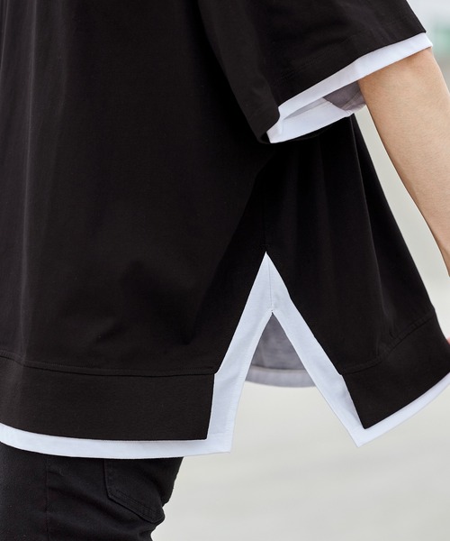 act'm（アクトム）の「フェイクレイヤード オーバーサイズ クルーネック半袖カットソー（Tシャツ/カットソー・メンズ・ブラック/ベージュ・S/M/L）」の19枚目の写真