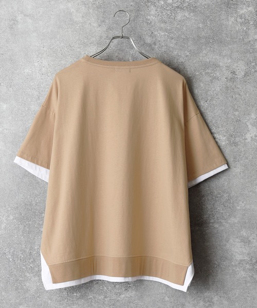 act'm（アクトム）の「フェイクレイヤード オーバーサイズ クルーネック半袖カットソー（Tシャツ/カットソー・メンズ・ブラック/ベージュ・S/M/L）」の20枚目の写真