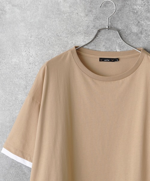 act'm（アクトム）の「フェイクレイヤード オーバーサイズ クルーネック半袖カットソー（Tシャツ/カットソー・メンズ・ブラック/ベージュ・S/M/L）」の21枚目の写真