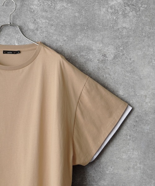 act'm（アクトム）の「フェイクレイヤード オーバーサイズ クルーネック半袖カットソー（Tシャツ/カットソー・メンズ・ブラック/ベージュ・S/M/L）」の22枚目の写真