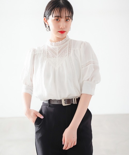 PAGEBOY（ページボーイ）の「キリカエレースボリュームブラウス（シャツ/ブラウス・レディース・オフホワイト/ブラック/オリーブ・FREE）」の13枚目の写真