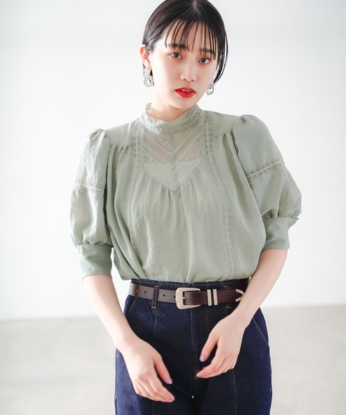 PAGEBOY（ページボーイ）の「キリカエレースボリュームブラウス（シャツ/ブラウス・レディース・オフホワイト/ブラック/オリーブ・FREE）」の7枚目の写真