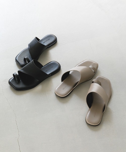 koe（コエ）の「スクエアトゥトングサンダル*（サンダル・レディース・ブラック/ベージュ・M/L）」の2枚目の写真