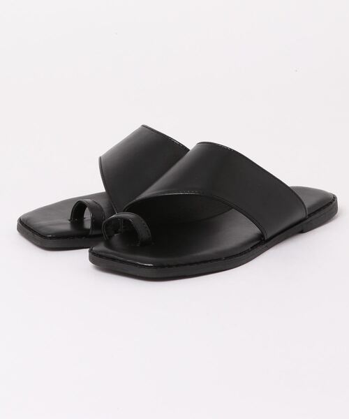 koe（コエ）の「スクエアトゥトングサンダル*（サンダル・レディース・ブラック/ベージュ・M/L）」の7枚目の写真