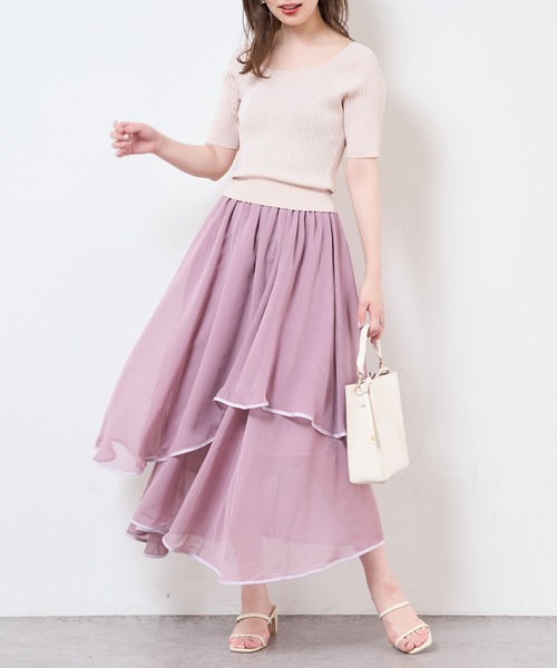 natural couture(ナチュラルクチュール)の「【WEB限定】ランダムヘムニットドッキングワンピース(ワンピース・レディース・ブラック/ブラウン/サックスブルー/アイボリー/ピンクベージュ・FREE)」の5枚目の写真