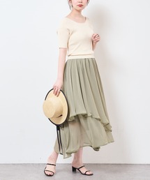 natural couture | 【WEB限定】ランダムヘムニットドッキングワンピース(ワンピース)