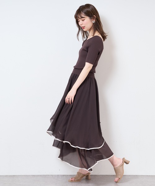 natural couture(ナチュラルクチュール)の「【WEB限定】ランダムヘムニットドッキングワンピース(ワンピース・レディース・ブラック/ブラウン/サックスブルー/アイボリー/ピンクベージュ・FREE)」の19枚目の写真