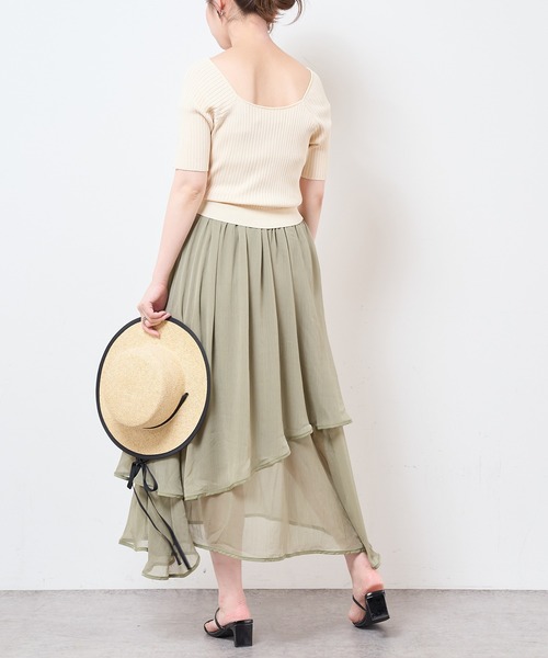 natural couture(ナチュラルクチュール)の「【WEB限定】ランダムヘムニットドッキングワンピース(ワンピース・レディース・ブラック/ブラウン/サックスブルー/アイボリー/ピンクベージュ・FREE)」の8枚目の写真