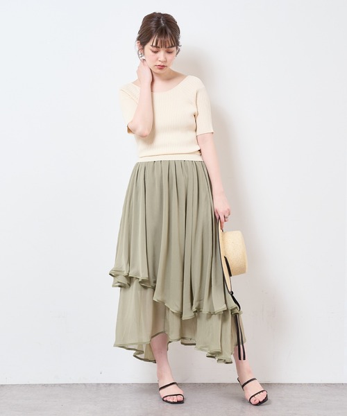 natural couture(ナチュラルクチュール)の「【WEB限定】ランダムヘムニットドッキングワンピース(ワンピース・レディース・ブラック/ブラウン/サックスブルー/アイボリー/ピンクベージュ・FREE)」の9枚目の写真