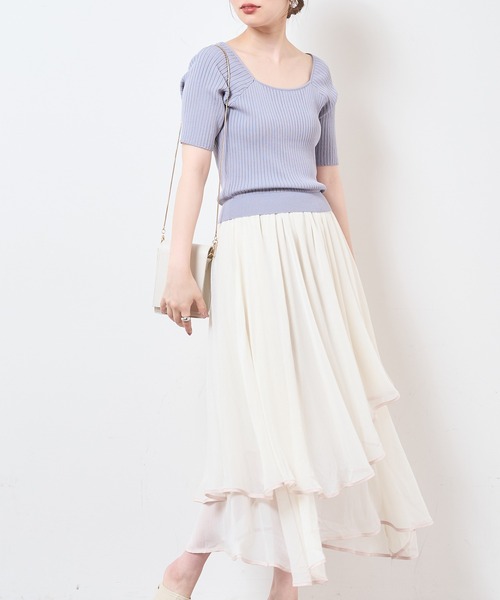 natural couture(ナチュラルクチュール)の「【WEB限定】ランダムヘムニットドッキングワンピース(ワンピース・レディース・ブラック/ブラウン/サックスブルー/アイボリー/ピンクベージュ・FREE)」の21枚目の写真