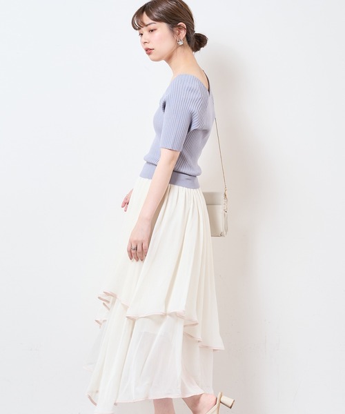 natural couture(ナチュラルクチュール)の「【WEB限定】ランダムヘムニットドッキングワンピース(ワンピース・レディース・ブラック/ブラウン/サックスブルー/アイボリー/ピンクベージュ・FREE)」の20枚目の写真