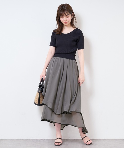 natural couture(ナチュラルクチュール)の「【WEB限定】ランダムヘムニットドッキングワンピース(ワンピース・レディース・ブラック/ブラウン/サックスブルー/アイボリー/ピンクベージュ・FREE)」の13枚目の写真